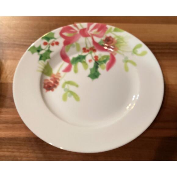 Paula Deen Dinnerware Christmas Wreath 8” Salad Dessert Plate Set Lot Of 4 - Picture 8 of 9